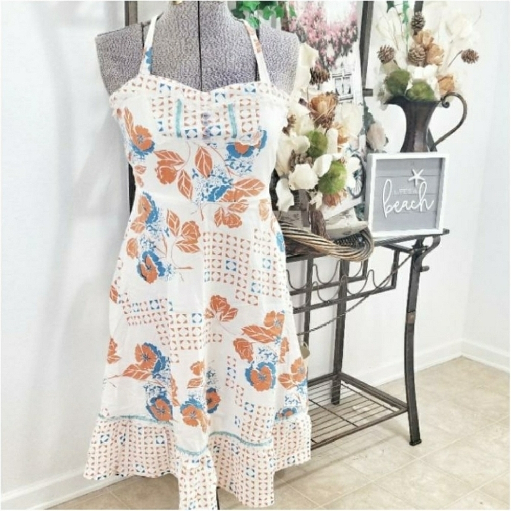 Michaels Blue and Orange Ruffled Tiered Sundress